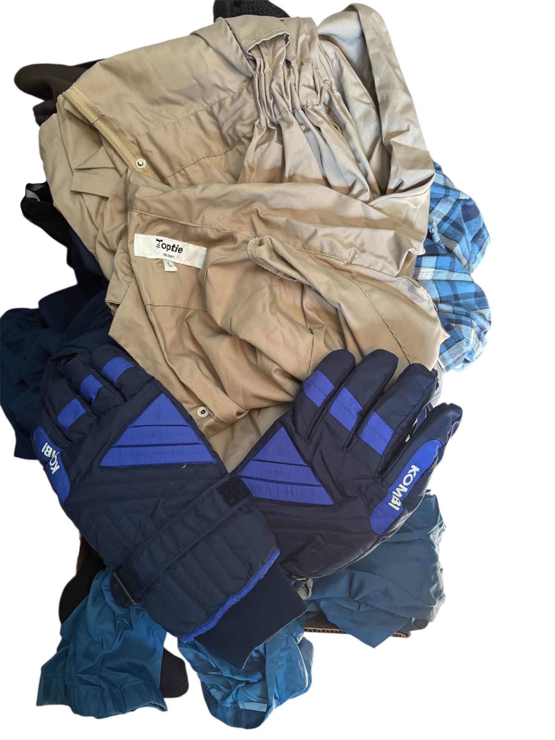 Photo 1 of CONTENTS OF BOX-LARGE MENS CLOTHING, ACCESSORIES