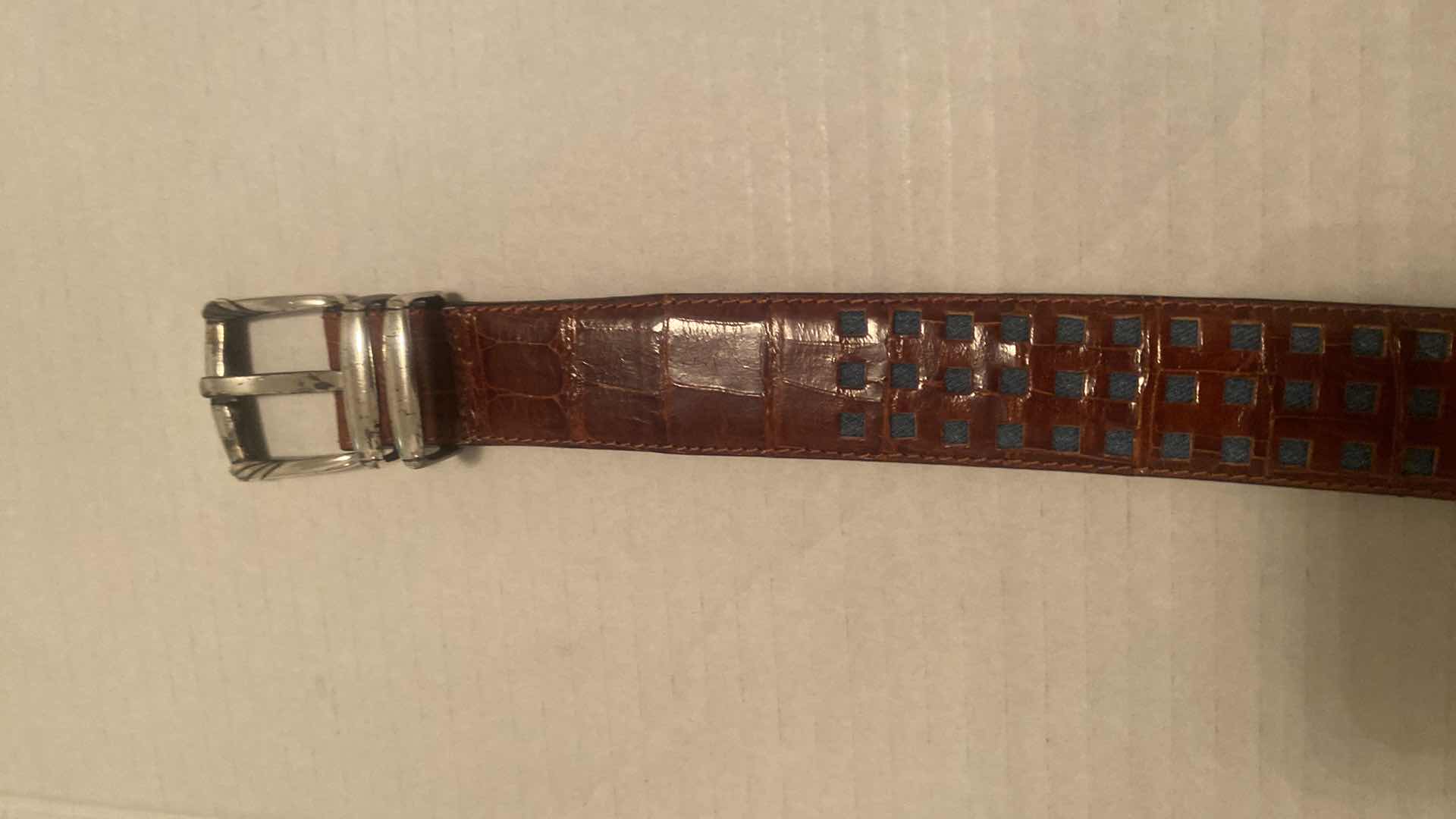 Photo 1 of $250 NAPOLEON  CROCODILE & STROMBERGS LEATHER MADE IN ITALY MENS BELTS SIZE 40