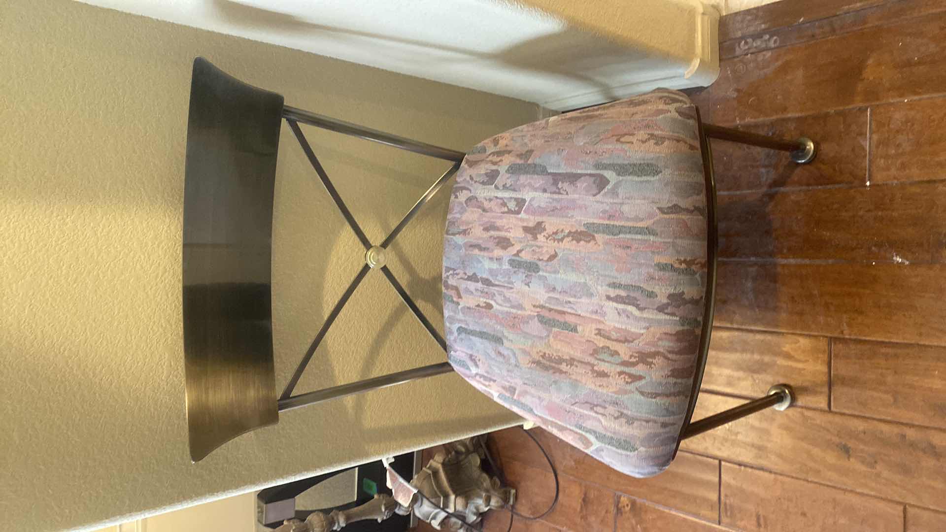 Photo 1 of 7 PIECE SMOKED GLASS AND HEAVY METAL TABLE, WITH 6 CHAIRS (2 ARM CHAIRS 4 DINING CHAIRS, TABLE EXPANDS) 5’ X 40” H30” EXPANDS TO 10’