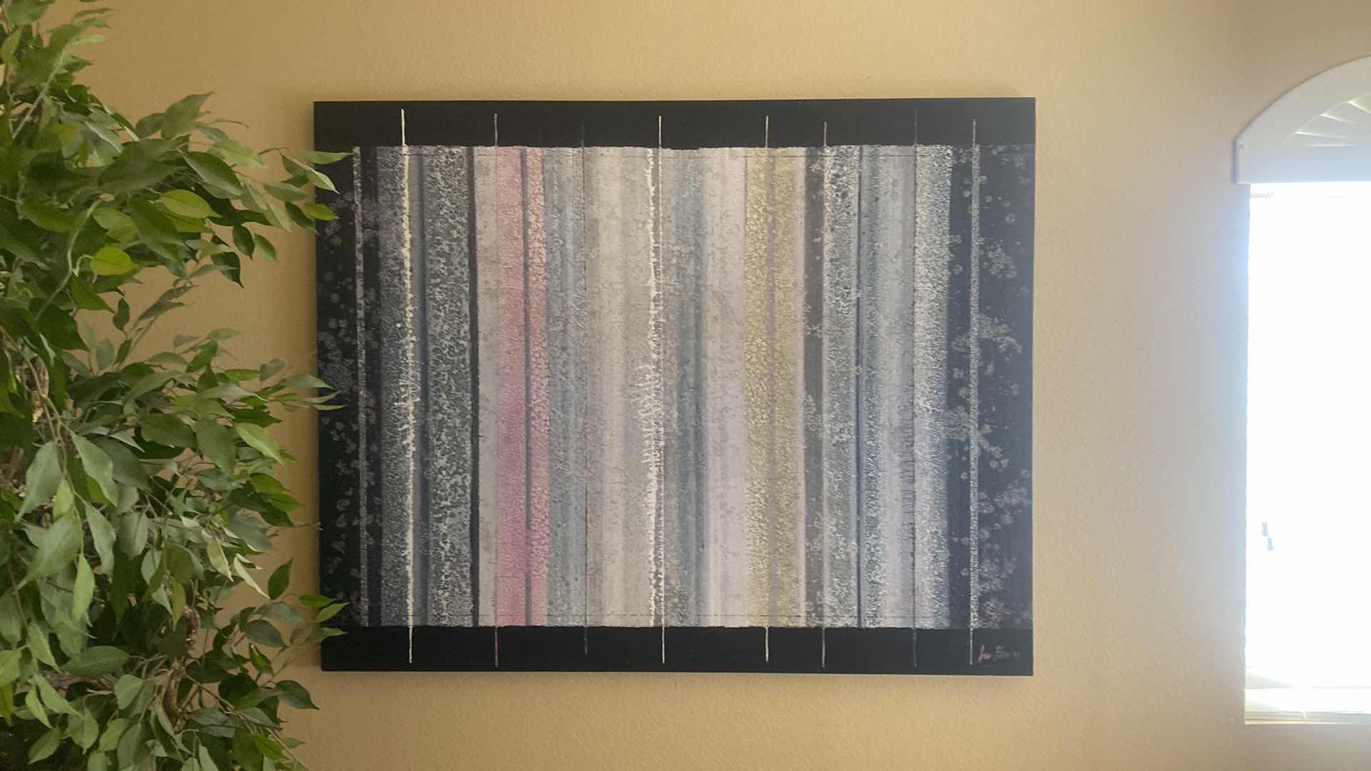 Photo 1 of VINTAGE STRETCHED CANVAS ABSTRACT SIGNED “LEE BURR” ARTWORK 60” X 48”