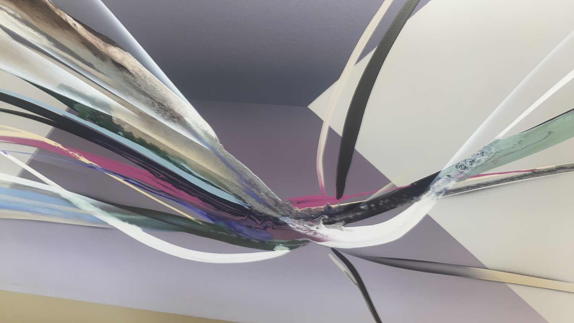 Photo 1 of VINTAGE ORIGINAL ACRYLIC ON CANVAS “ACTION ABSTRACT by ELBA ALVAREZ ARTWORK WITH COA/APPRAISAL 72” X 48”