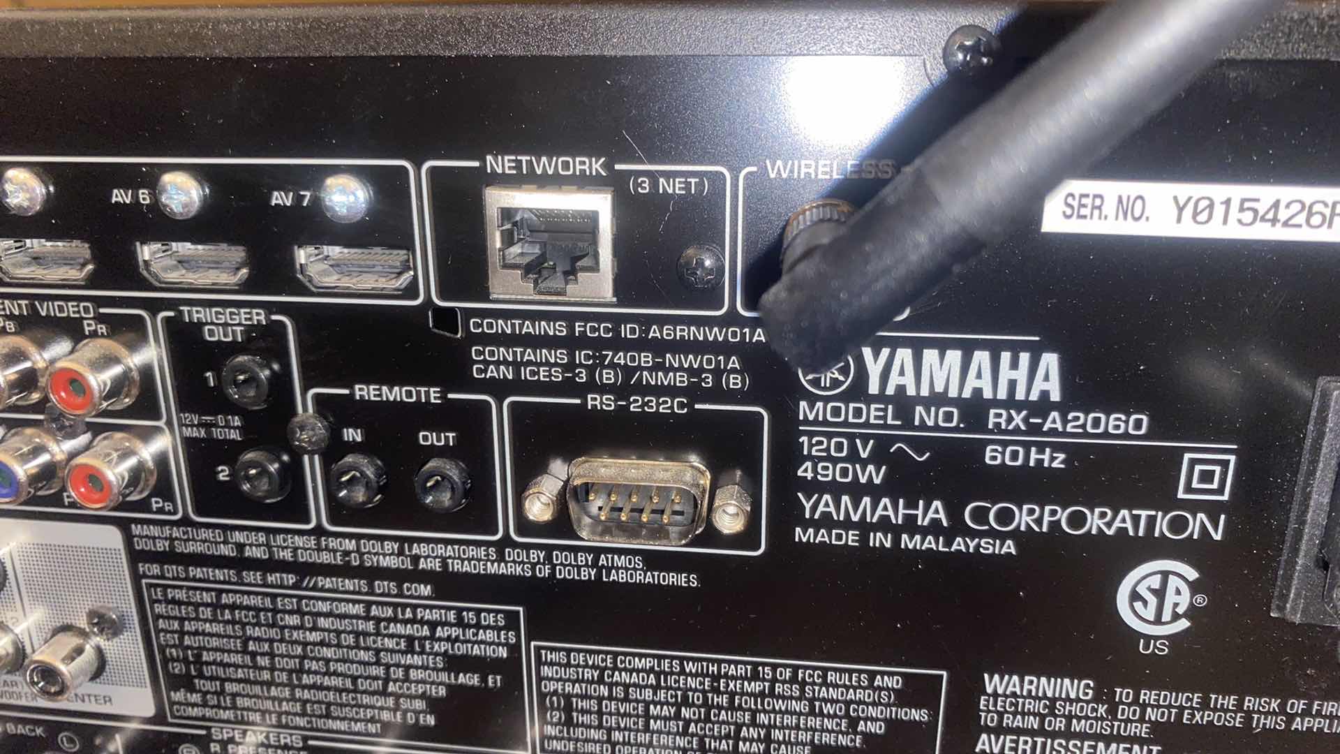 Photo 1 of YAMAHA AVENTAGE 310WV9.2 CHANNEL NETWORK READY 4K ULTA HD & 3D PASS THRU A/V HOME THEATER RECEIVER RX-A2060BL