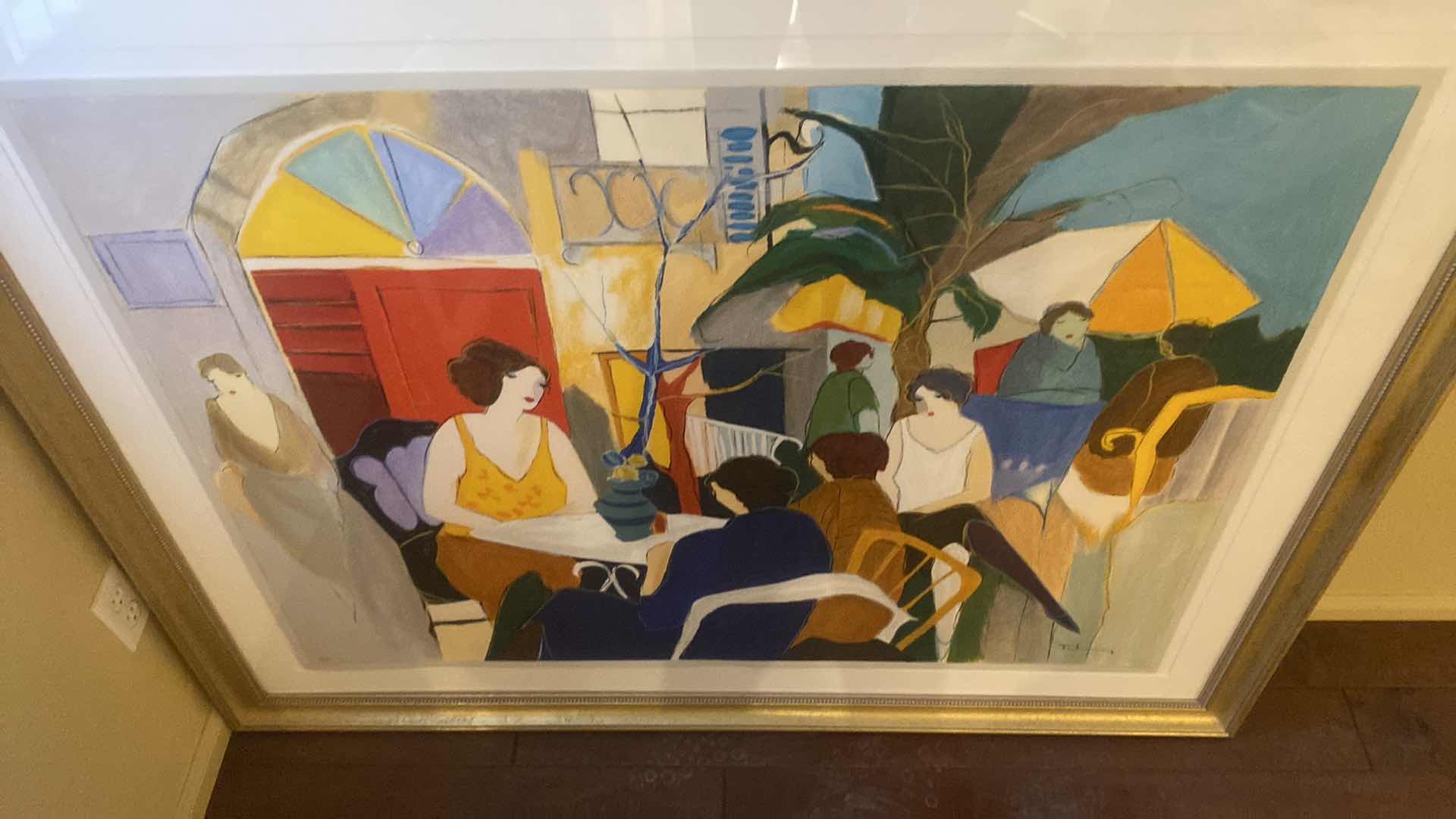 Photo 1 of VINTAGE 1992 GOLD FRAMED ITZCHAK TARKAY “GARDEN CAFE” SERIGRAPH SIGNED & NUMBERED ARTWORK UNFRAMED MEASURES 35 1/2” X 45 3/4” FRAMED 57” X 47“ WITH COA