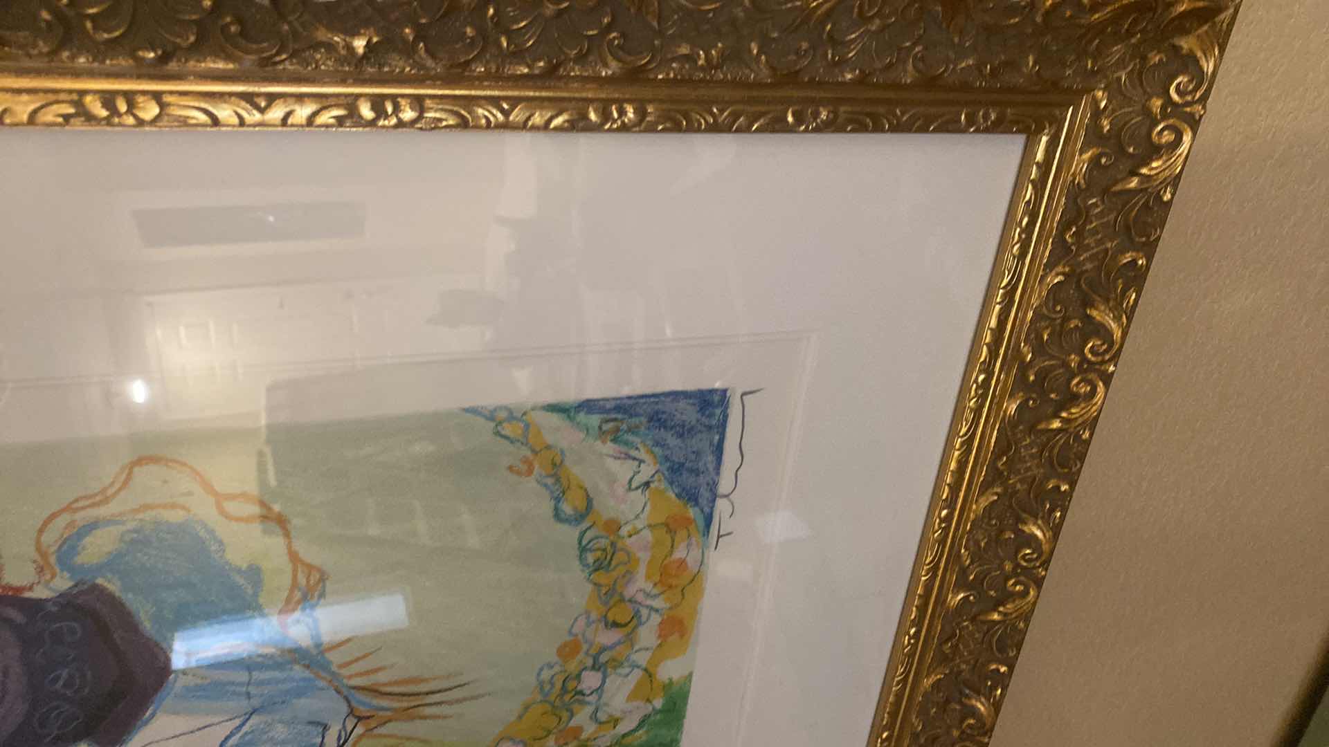 Photo 1 of VINTAGE 1993 GOLD FRAMED ITZCHAK TARKAY “UNSPOKEN THOUGHTS II” SERIGRAPH SIGNED & NUMBERED ARTWORK UNFRAMED MEASURES 22 3/8“ x 21 5/8“ FRAMED 33“ x 34 1/2“ WITH COA