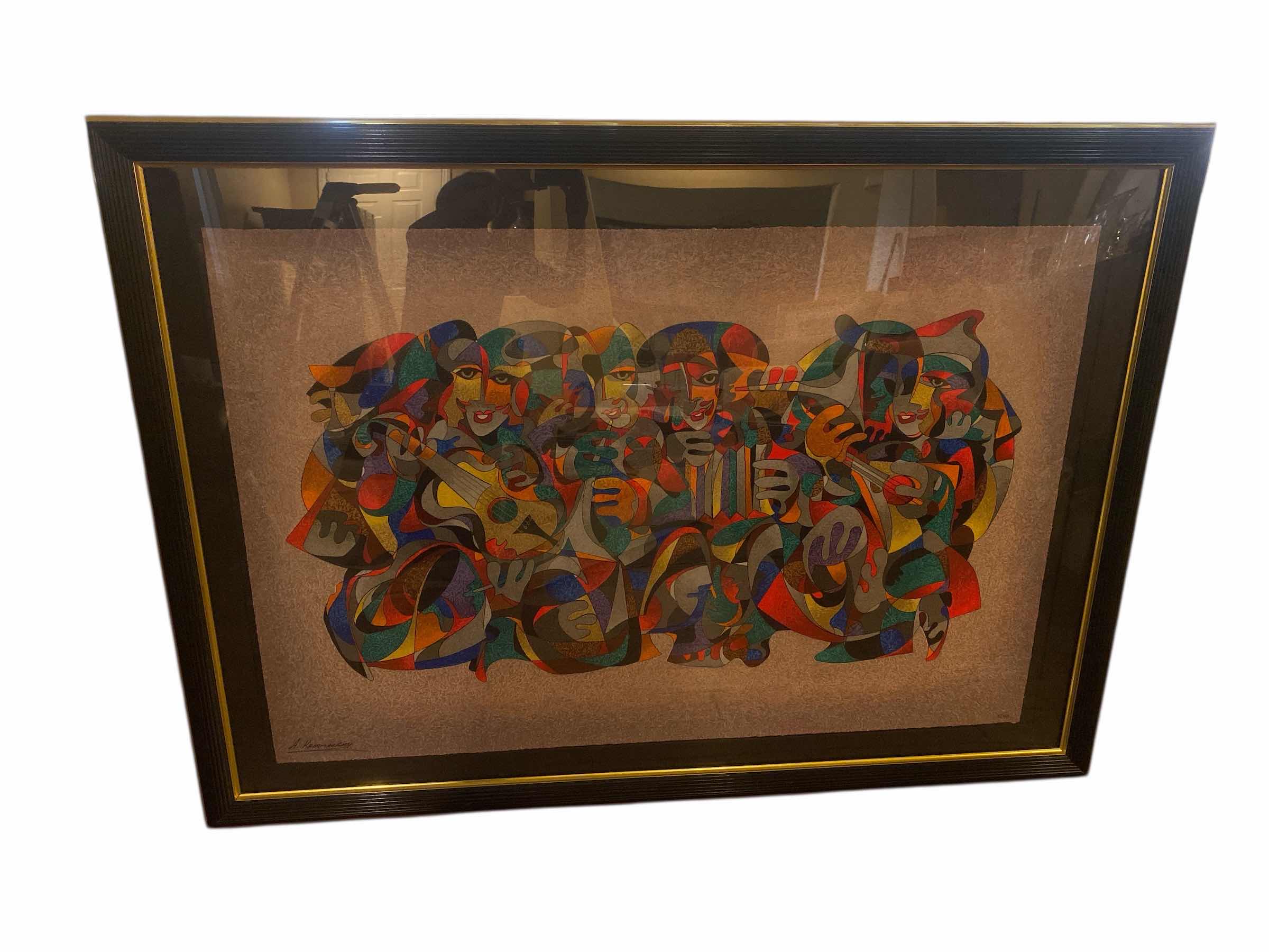 Photo 1 of VINTAGE 1996 FRAMED “TOAST FOR THE ORCHESTRA” by ANATOLE KRASNYANSKY SERIGRAPH SIGNED & NUMBERED ARTWORK UNFRAMED MEASURES 30 1/2” X 46 1/4” FRAMED 56“ X 41“ WITH COA