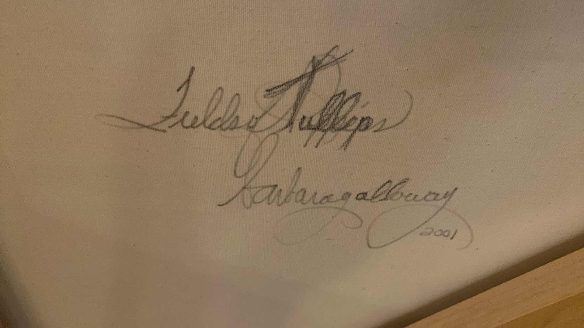 Photo 1 of STRETCHED CANVAS PAINTING “FIELDS OF TULIPS” by BARBARA GALLOWAY ARTWORK 36” X 24 1/2”