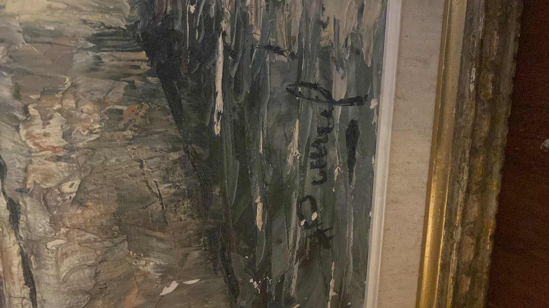 Photo 1 of FRAMED OIL PAINTING CANAL SCENE ARTWORK 32” X 25 1/2”