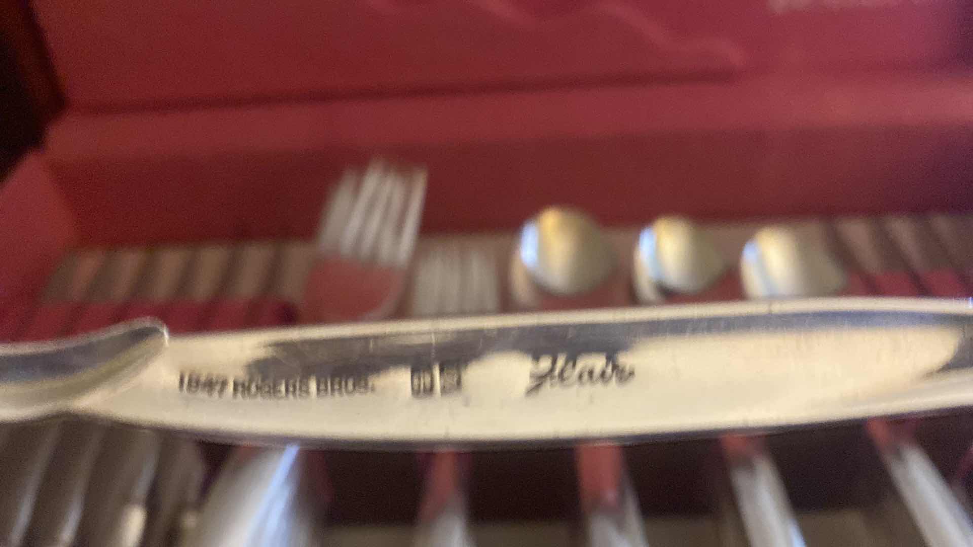 Photo 1 of 78 PIECE SET 1847 ROGERS SILVER PLATE “FLAIR” PATTERN IN BOX & 3 SILVER-PLATE SERVING MINI LADLE & PASTRY KNIFE