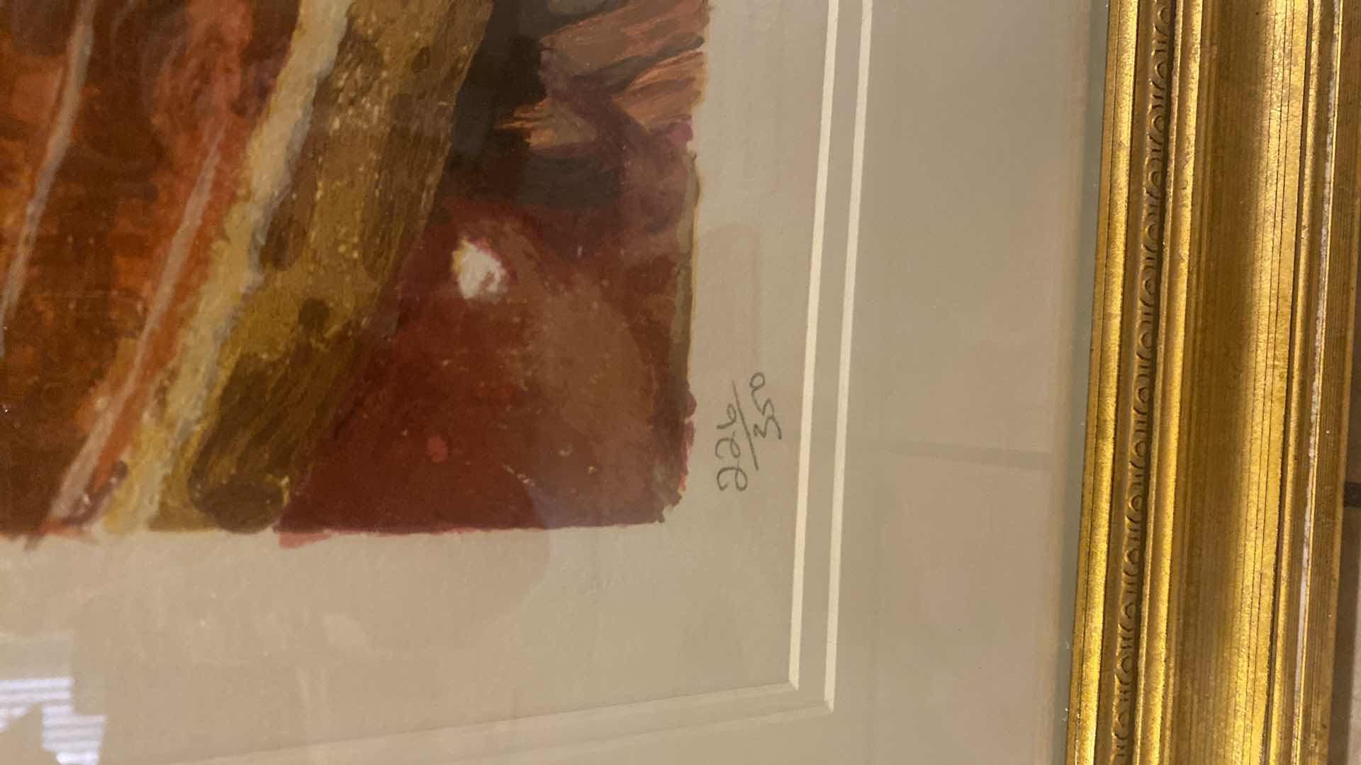 Photo 1 of VINTAGE  GOLD FRAMED “WATERFRONT III” by HAZEL SOAN SERIGRAPH SIGNED & NUMBERED ARTWORK UNFRAMED MEASURES 23 1/2” X 29 1/2”  FRAMED 42 1/2“ X 37“ WITH COA