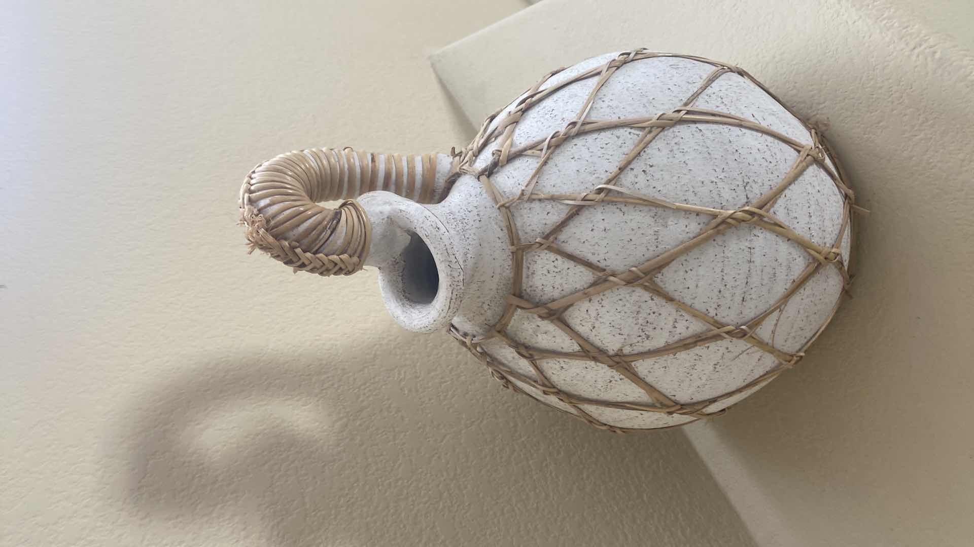 Photo 1 of CONTEMPORARY CYPRIOT COASTAL RATTAN WRAPPED POTTERY 11” X 16”