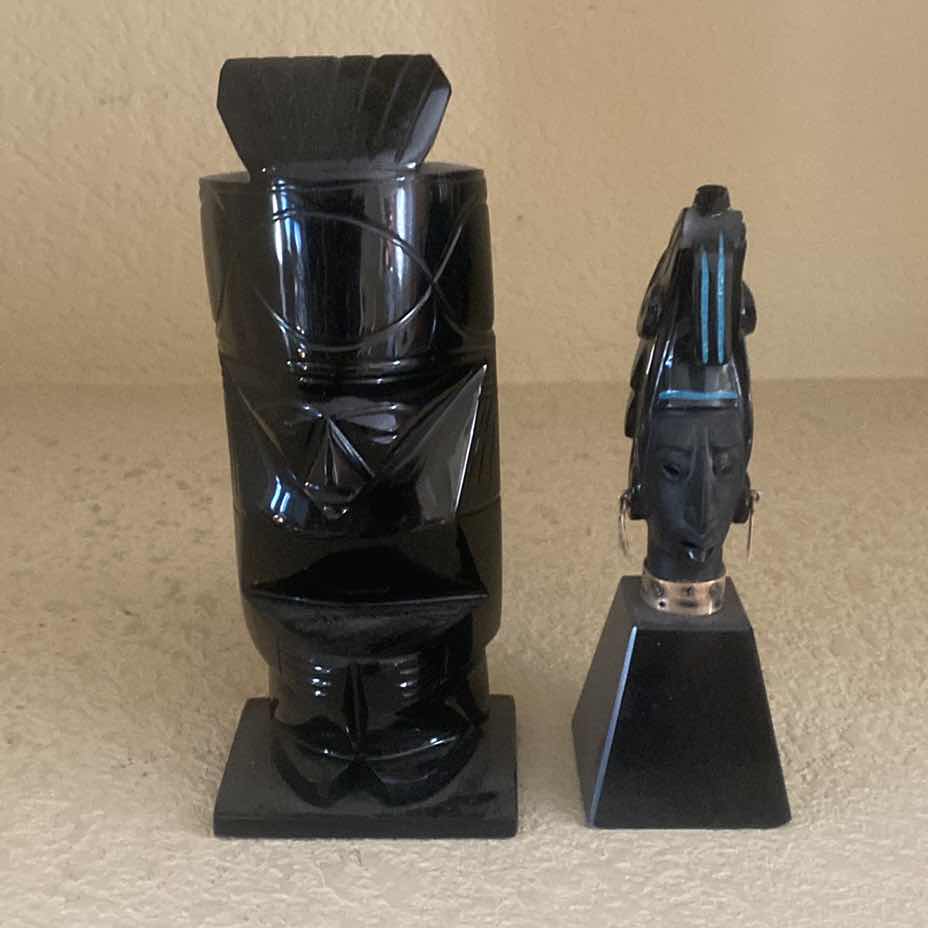 Photo 1 of MEXICAN BLACK OBSIDIAN STATUES H7 1/4”