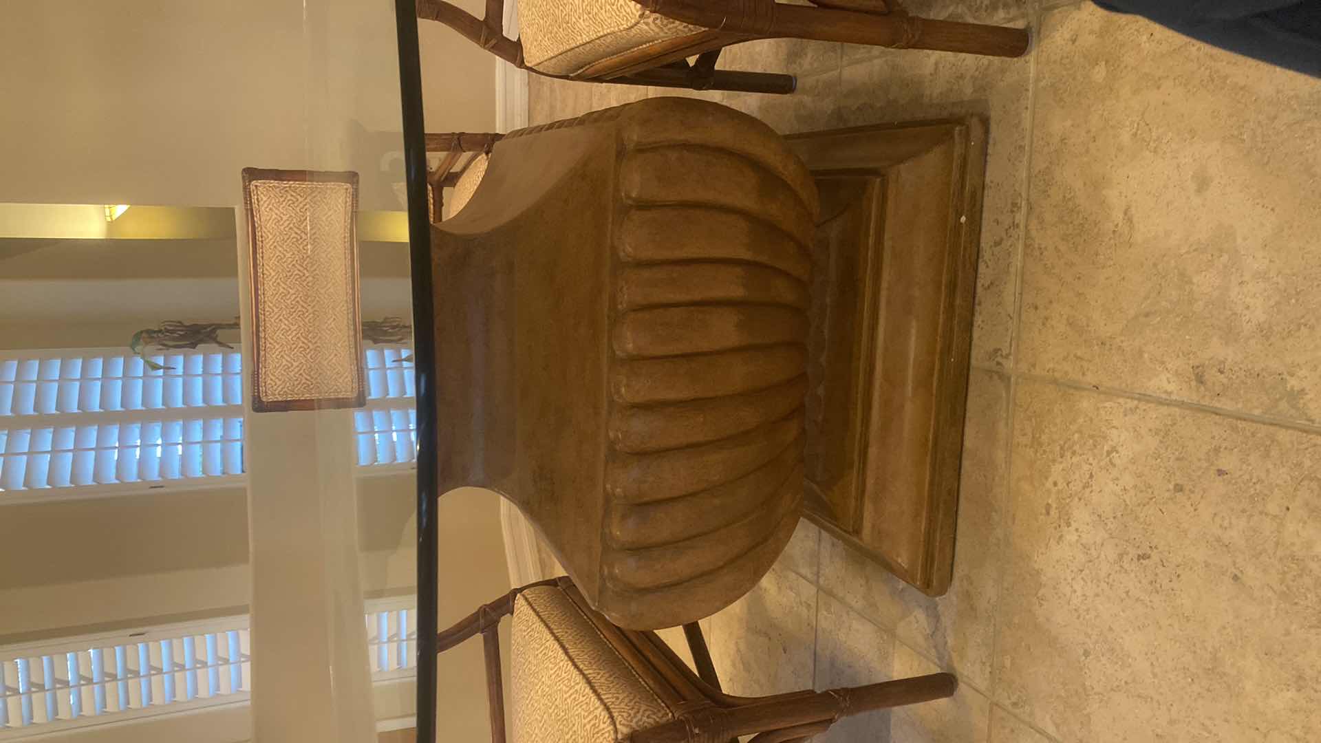 Photo 1 of 60” ROUND GLASS PEDESTAL DINING TABLE H30” (CHAIRS SOLD SEPARATELY)