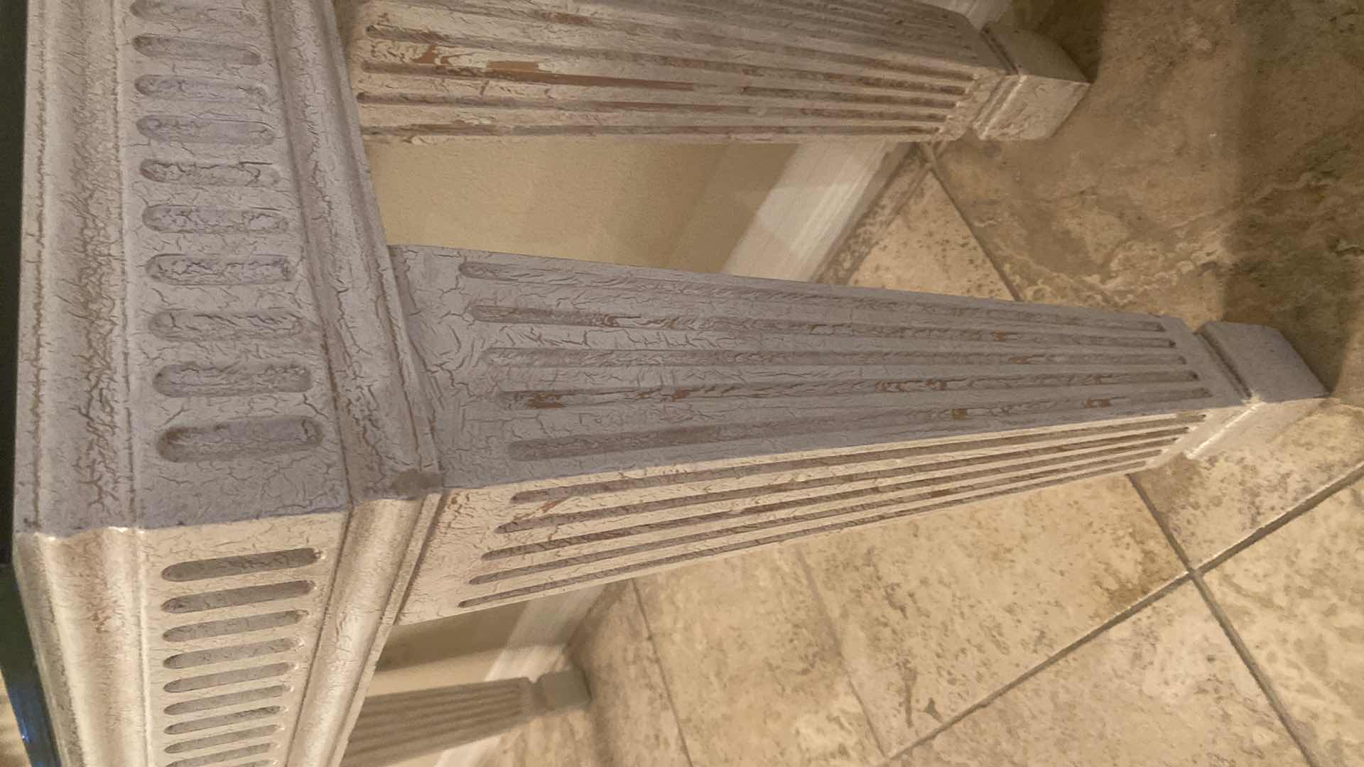 Photo 1 of WOOD GLASS TOP SOFA TABLE CRACKLE DESIGN 53 1/2“ X 16” H27”