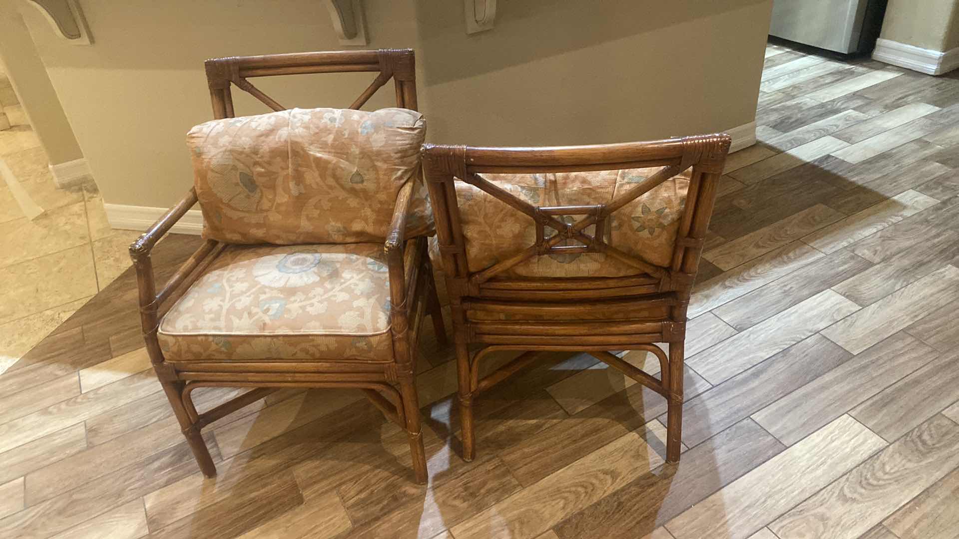 Photo 1 of PAIR OF UPHOLSTERED DINING ARM CHAIRS