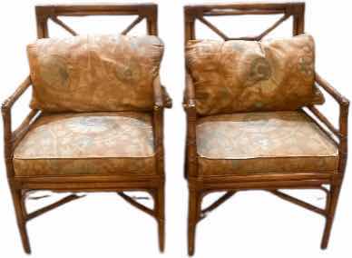 Photo 1 of PAIR OF UPHOLSTERED DINING ARM CHAIRS