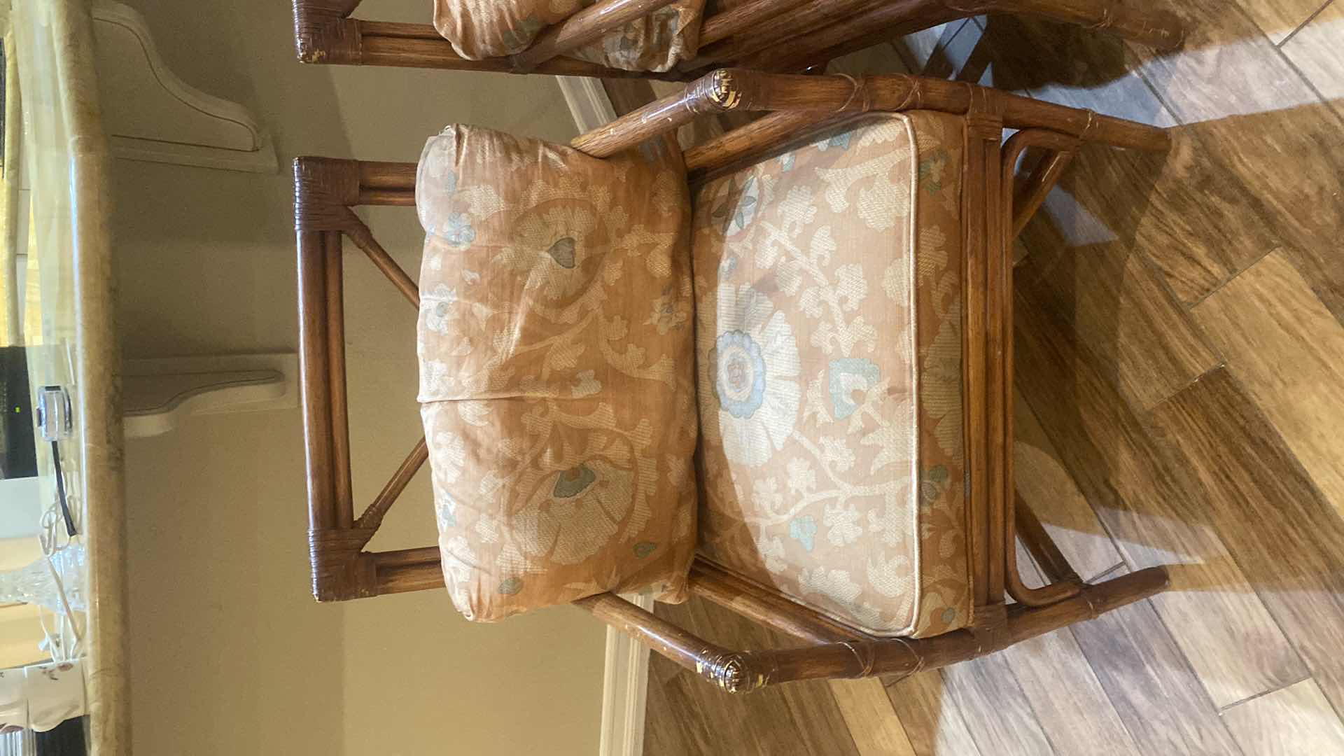 Photo 1 of PAIR OF UPHOLSTERED DINING ARM CHAIRS