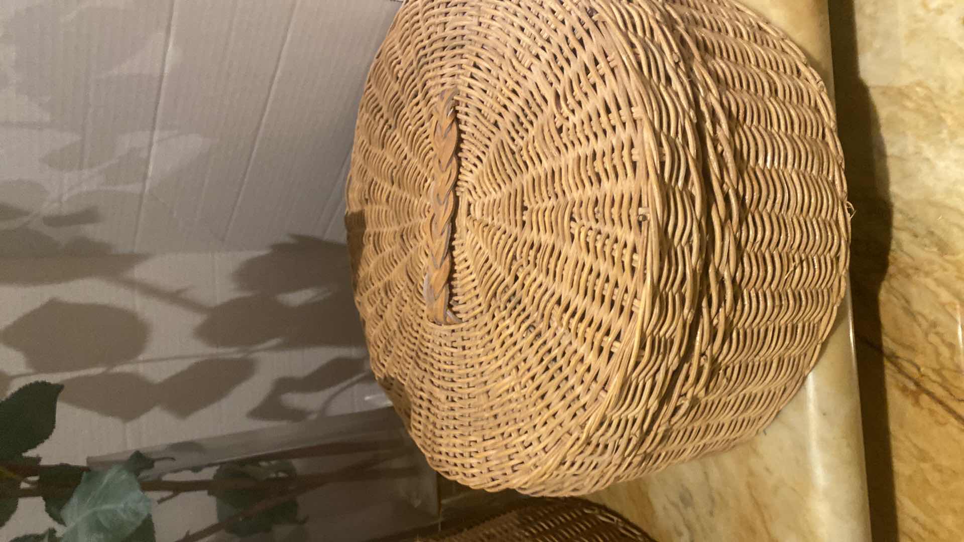 Photo 1 of 2-BASKETS, THROW,TABLE RUNNER & ARTIFICIAL ROSES IN VASE