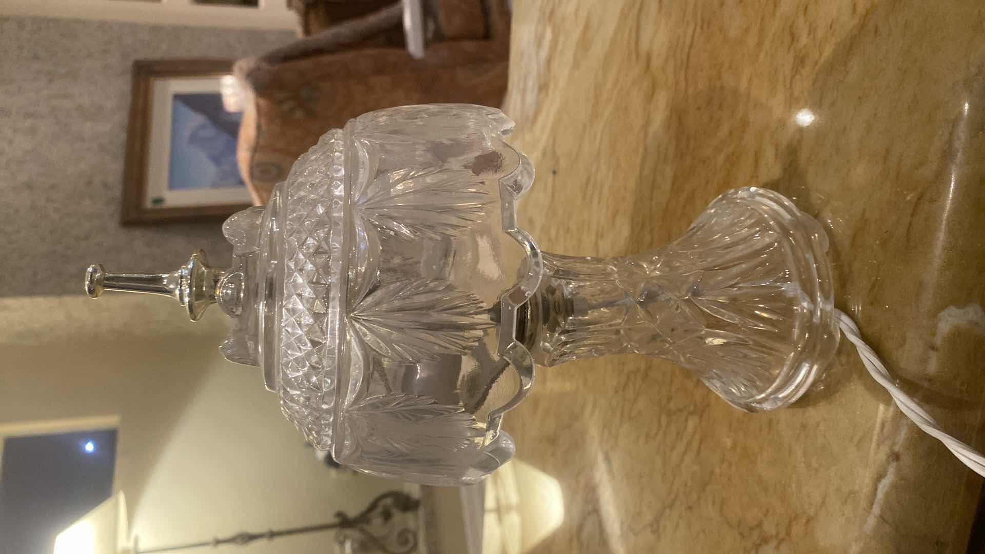 Photo 1 of VINTAGE CUT GLASS VANITY LAMP H11”