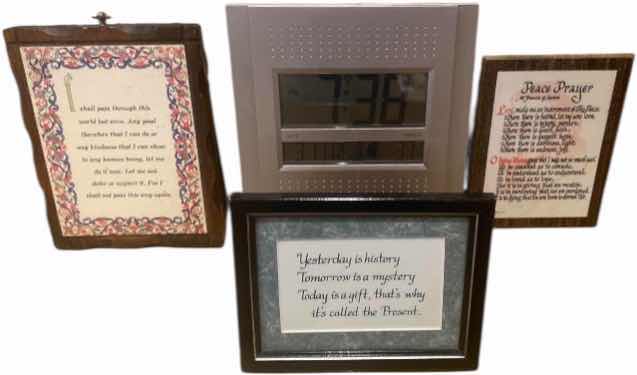 Photo 1 of ATOMIC CLOCK & 3 WALL PLAQUES LARGEST 7” X 9 1/2”