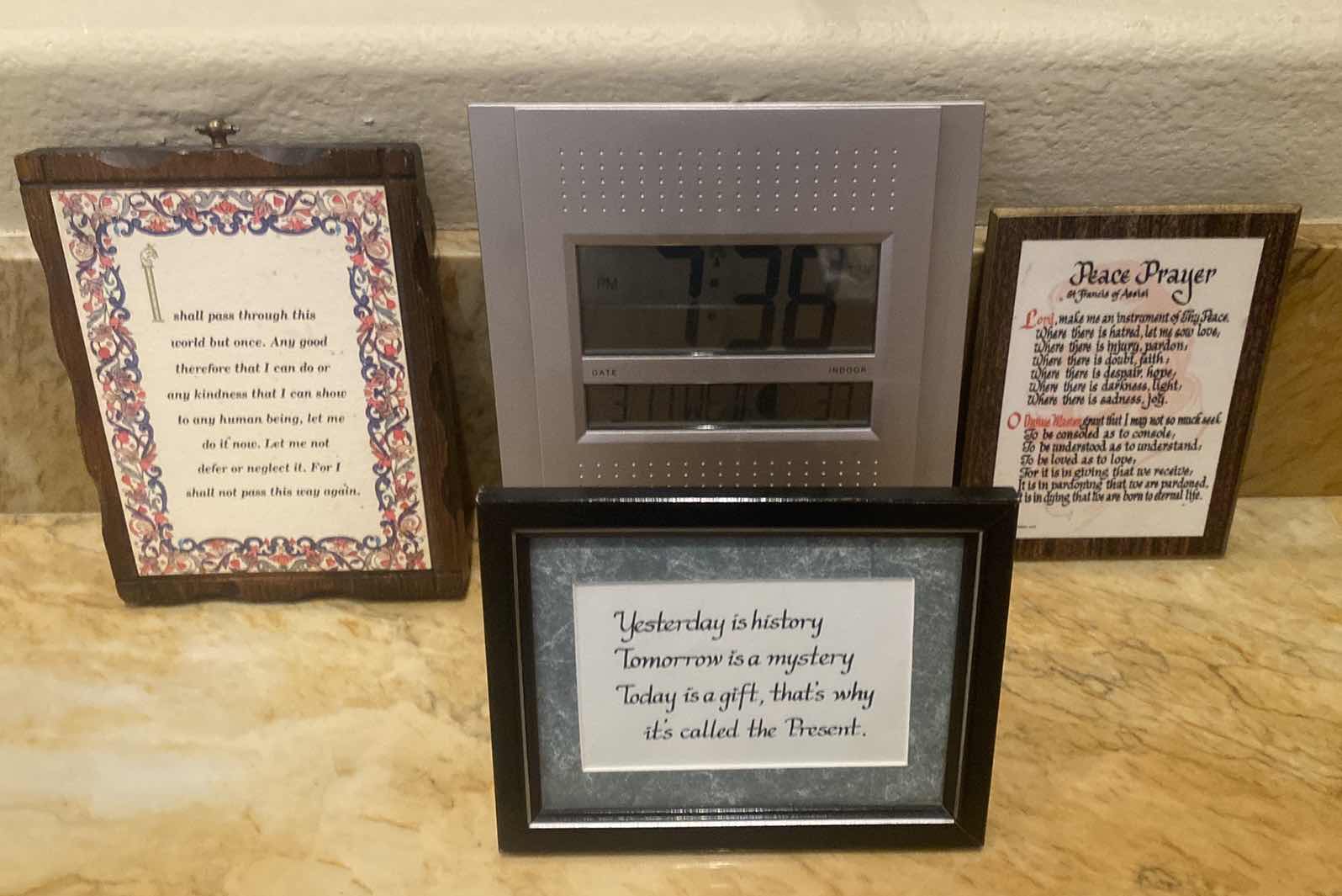 Photo 1 of ATOMIC CLOCK & 3 WALL PLAQUES LARGEST 7” X 9 1/2”