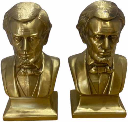 Photo 1 of HEAVY GOLD LINCOLN BUST BOOK ENDS H8 1/2”