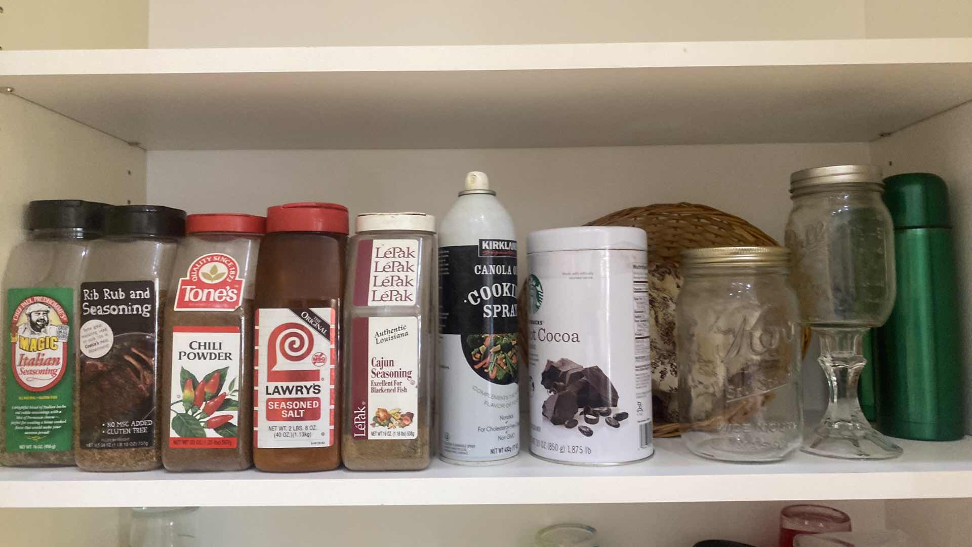Photo 1 of CONTENTS OF KITCHEN CABINET, SPICES, AND GLASSWARE