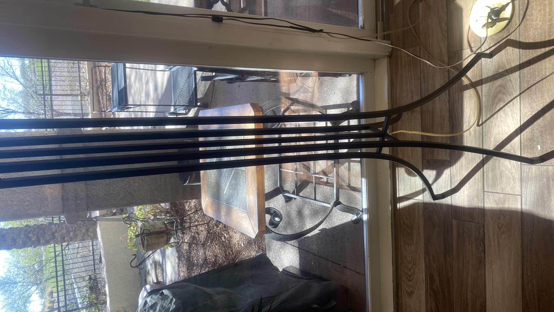 Photo 1 of HEAVY METAL TORCHIERE  FLOOR LAMP WITH GLASS SHADE H 72”