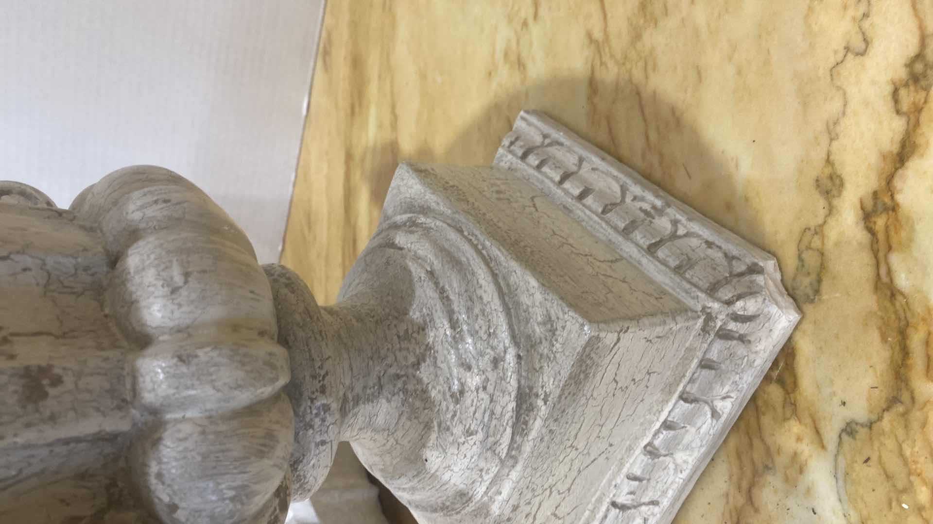 Photo 1 of HEAVY CONCRETE BOWL 11 INCHES AND PLASTER URN H 14”