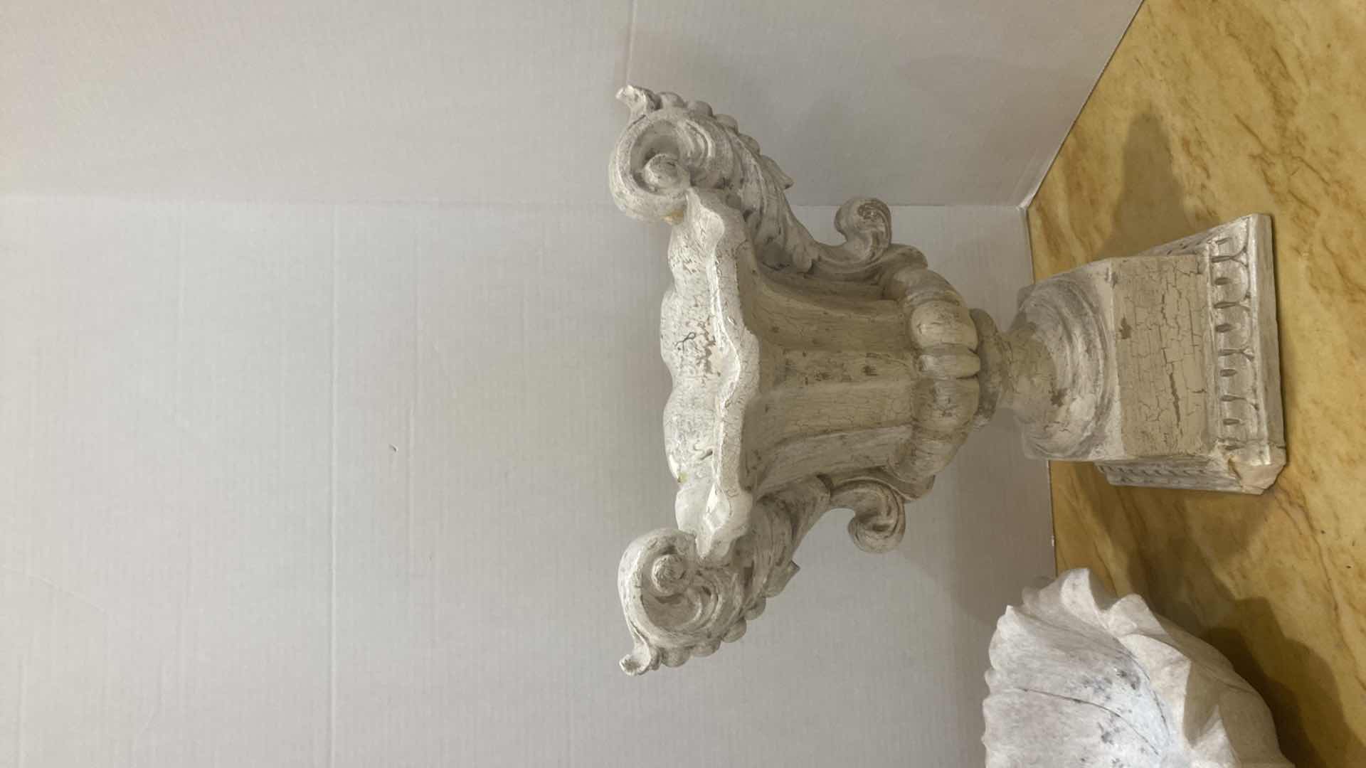 Photo 1 of HEAVY CONCRETE BOWL 11 INCHES AND PLASTER URN H 14”