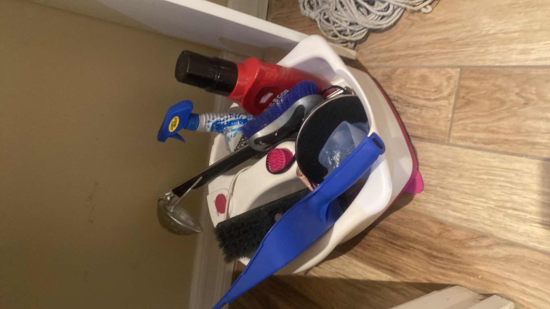 Photo 1 of CONTENTS OF KITCHEN PANTRY, CLEANING TOOLS & CLEANING SUPPLIES