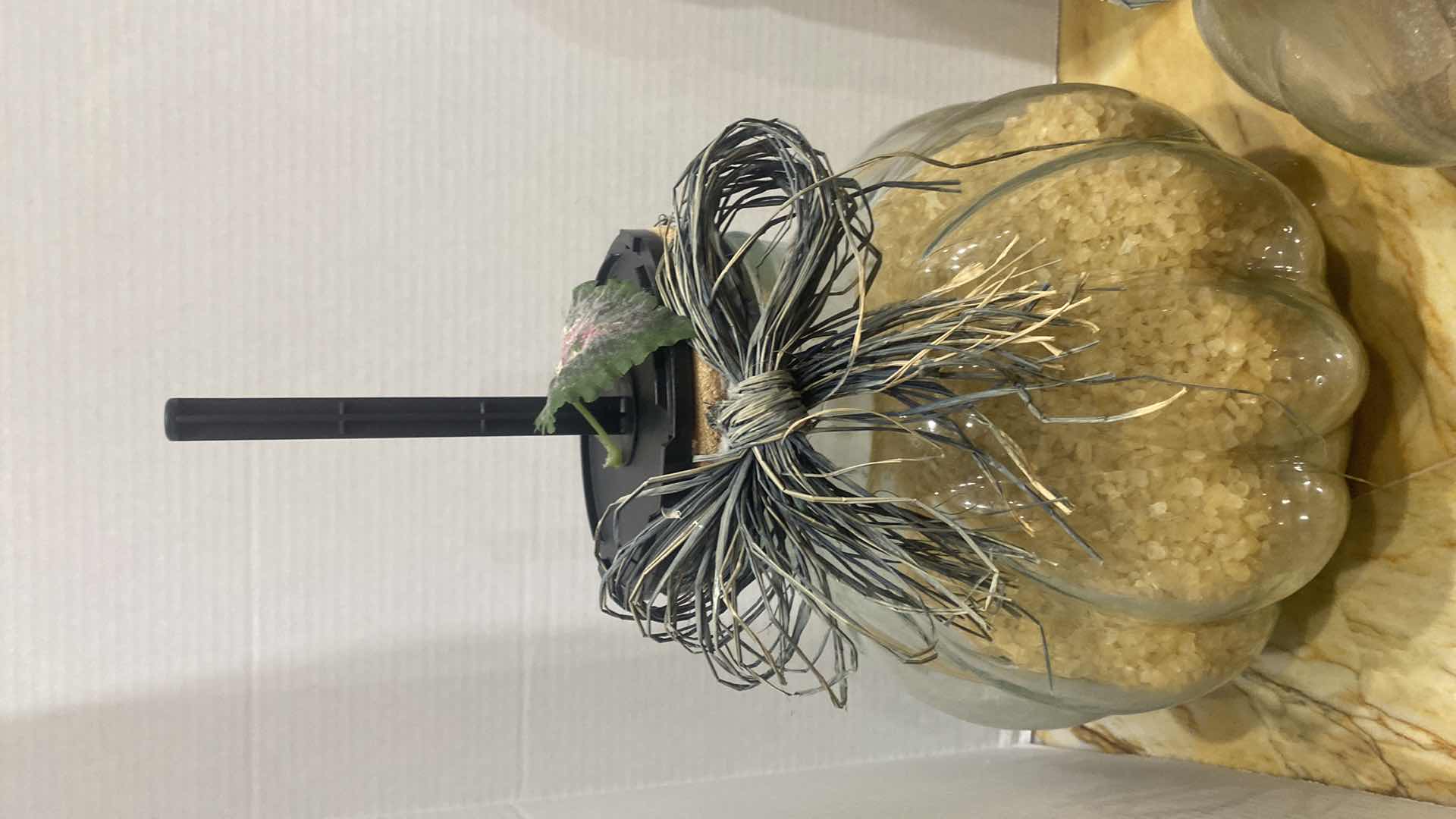 Photo 1 of 3-GLASS JARS WITH PASTA BEANS AND SOAP, 9” X 18”