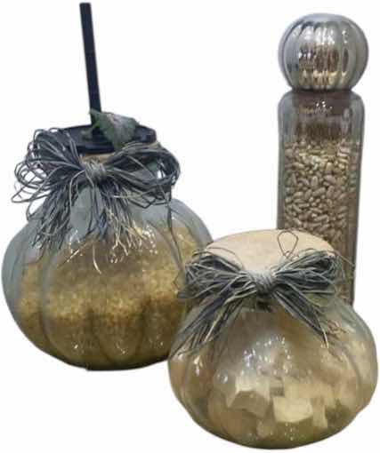 Photo 1 of 3-GLASS JARS WITH PASTA BEANS AND SOAP, 9” X 18”