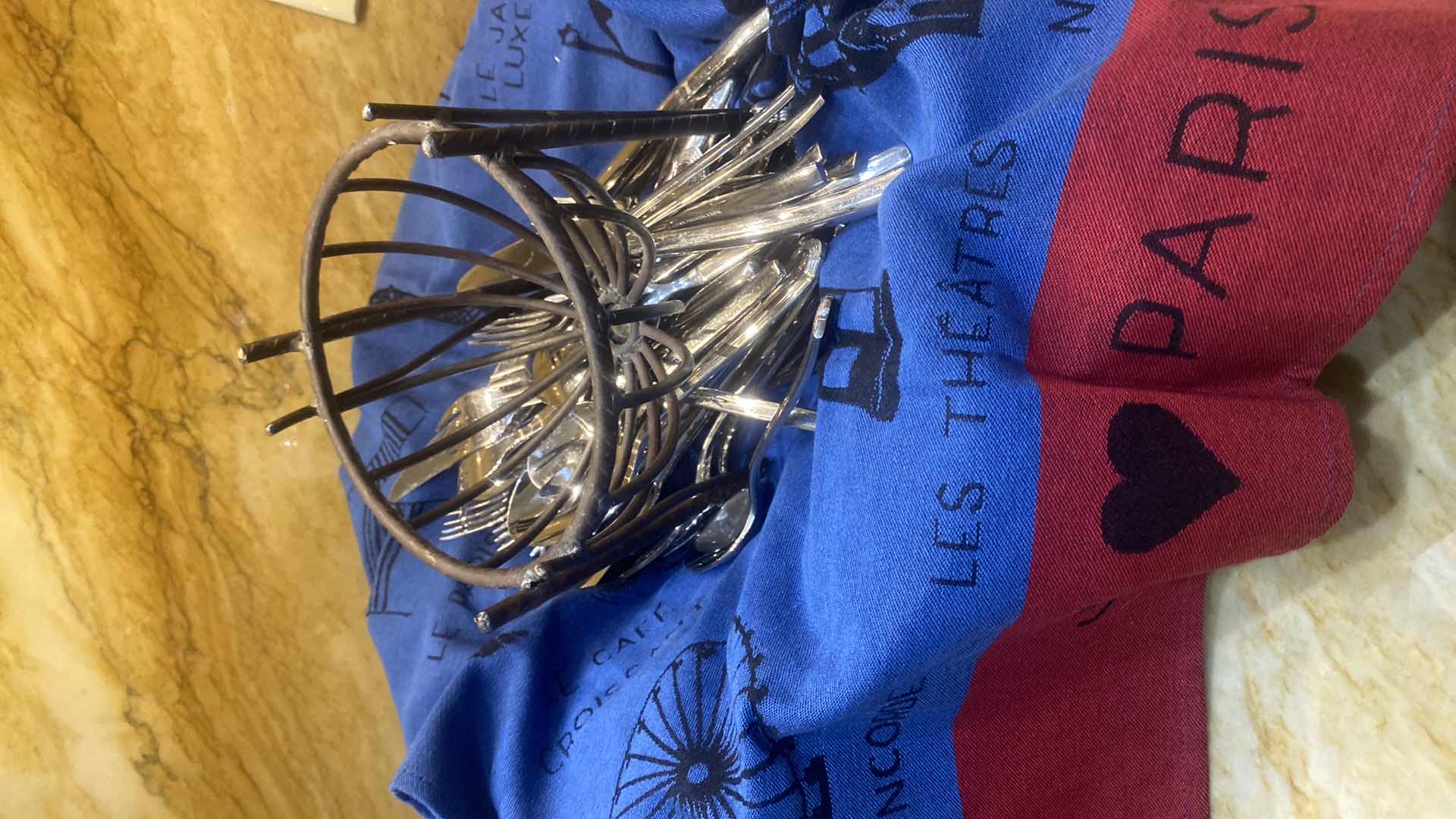 Photo 1 of 21-LENNOX 18/10 STAINLESS SILVERWARE& 21- HENKELS 18/10 STAINLESS SILVERWARE IN METAL BASKET