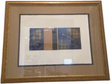 Photo 1 of VINTAGE 1996 GOLD FRAMED ABSTRACT ON PAPER SIGNED ARTWORK 44 1/2” x 36”