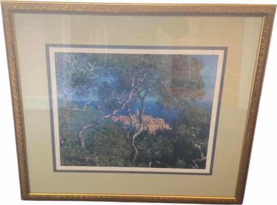 Photo 1 of GOLD FRAMED ART PRINT OF CLAUDE MONET’S 1884 PAINTING BORDIGHERA ARTWORK 27 1/2” X 24”