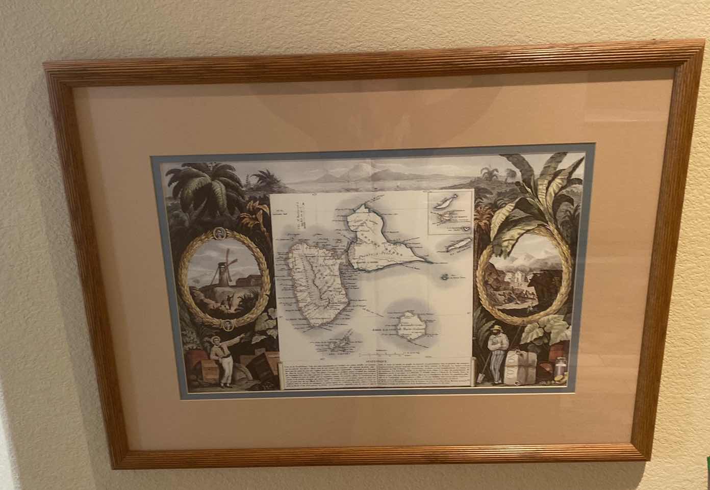 Photo 1 of FRAMED REPRODUCTION OF GUADALUPE IN THE CARIBBEAN MAP ARTWORK 34 1/2” X 26”