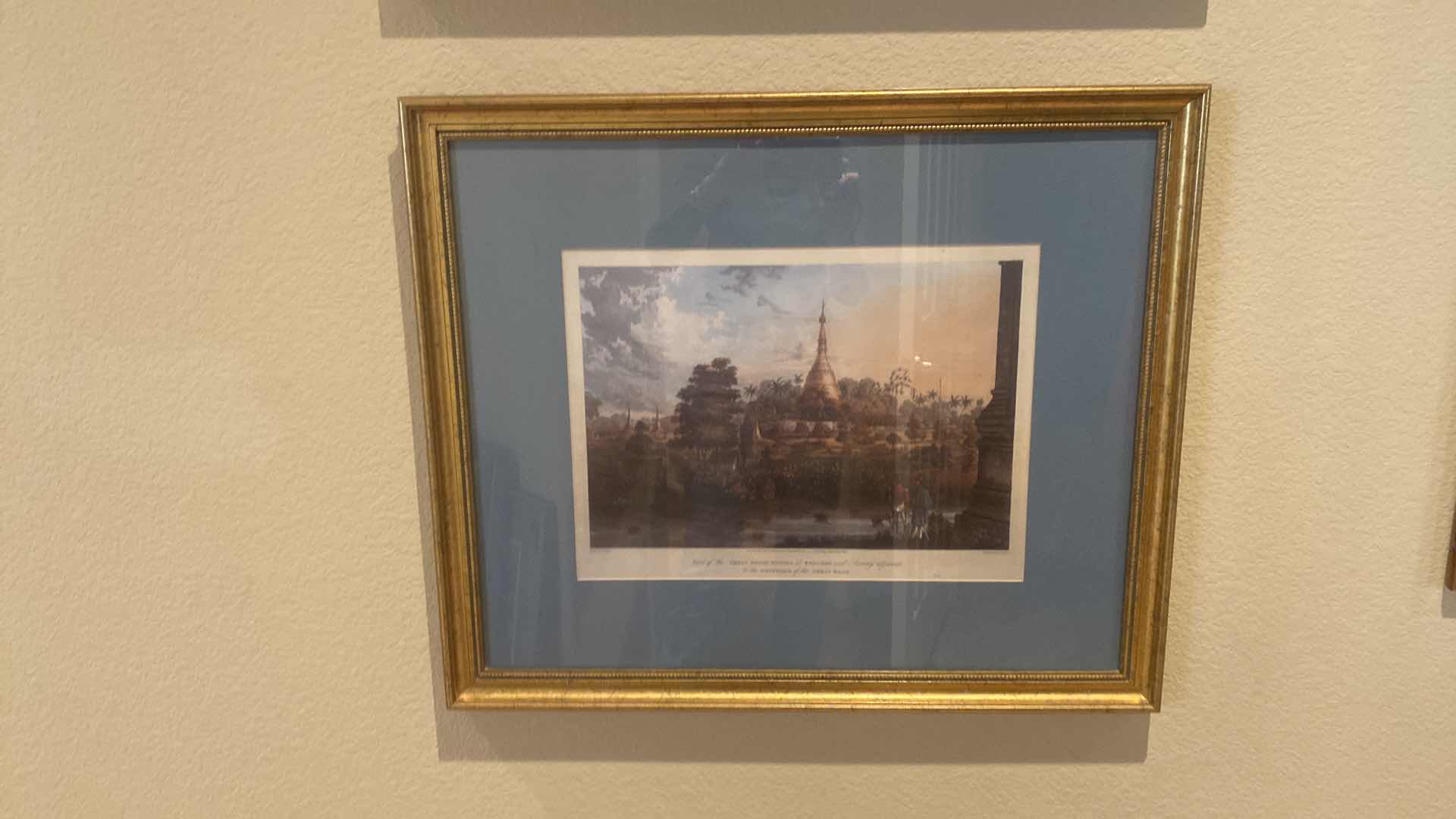 Photo 1 of 2-GOLD FRAMED PRINTS FROM THE UPPER TERRACE OF THE GREAT PAGODA AT RANGOON ARTWORK 28 1/2“ X 24“