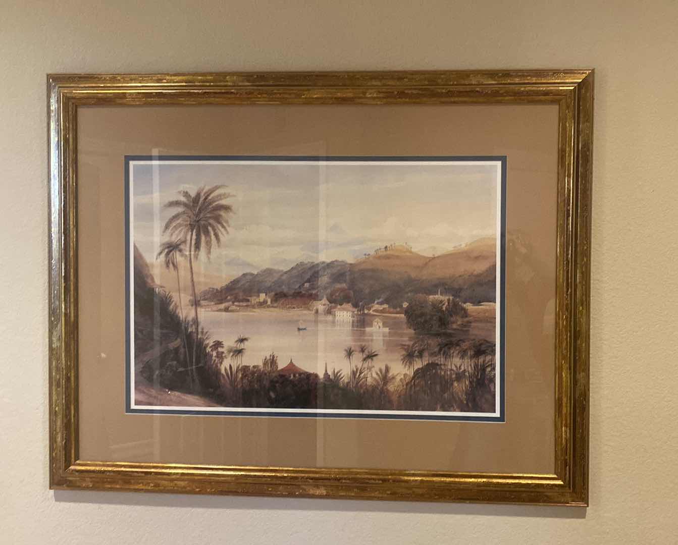 Photo 1 of GOLD FRAMED PRINT BY A NICOLE COASTAL LANDSCAPE ARTWORK 54“ X 42“