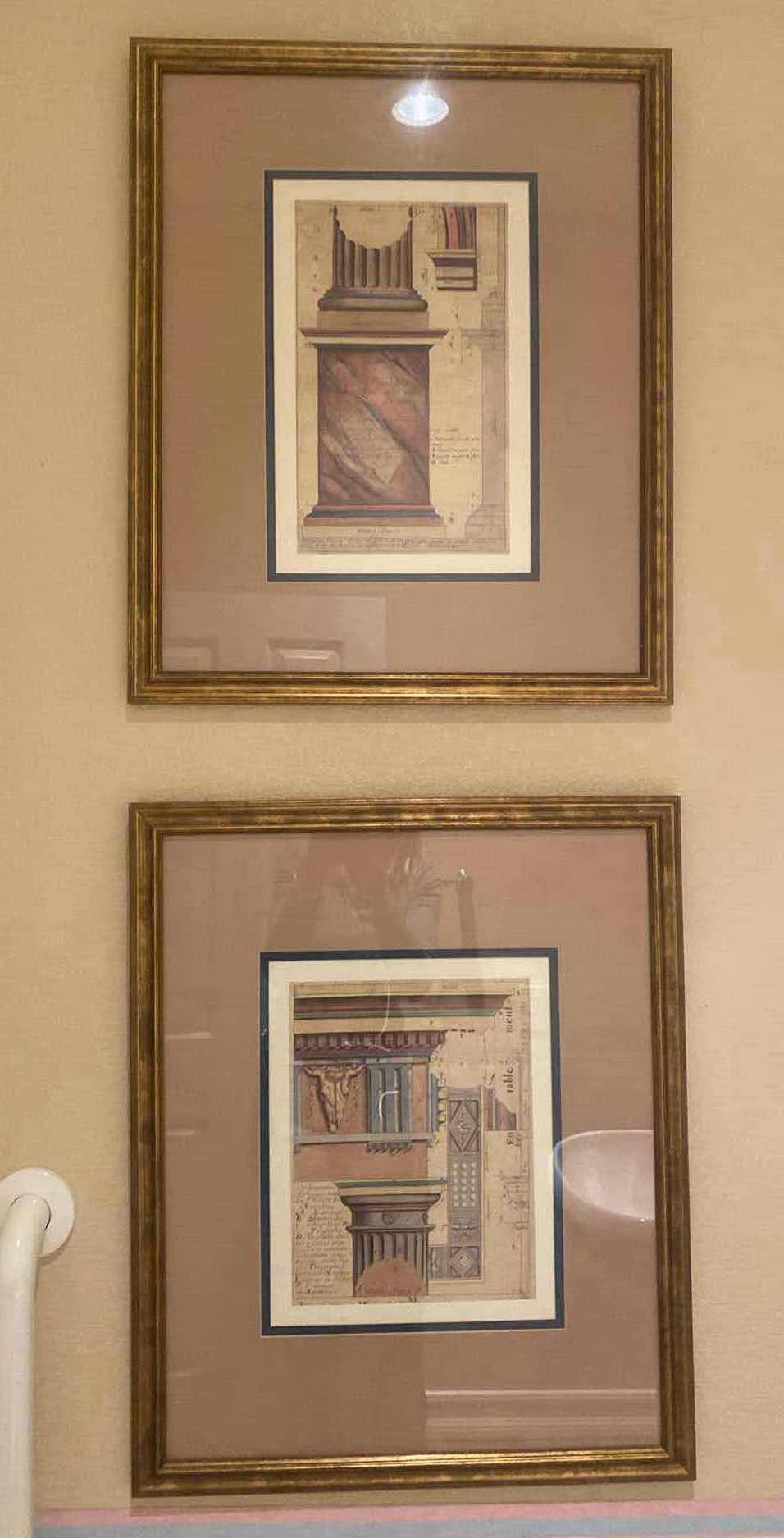Photo 1 of 2-GOLD FRAMED CLASSICAL ARCHITECTURAL PRINTS ARTWORK 20 1/2“ X 25“