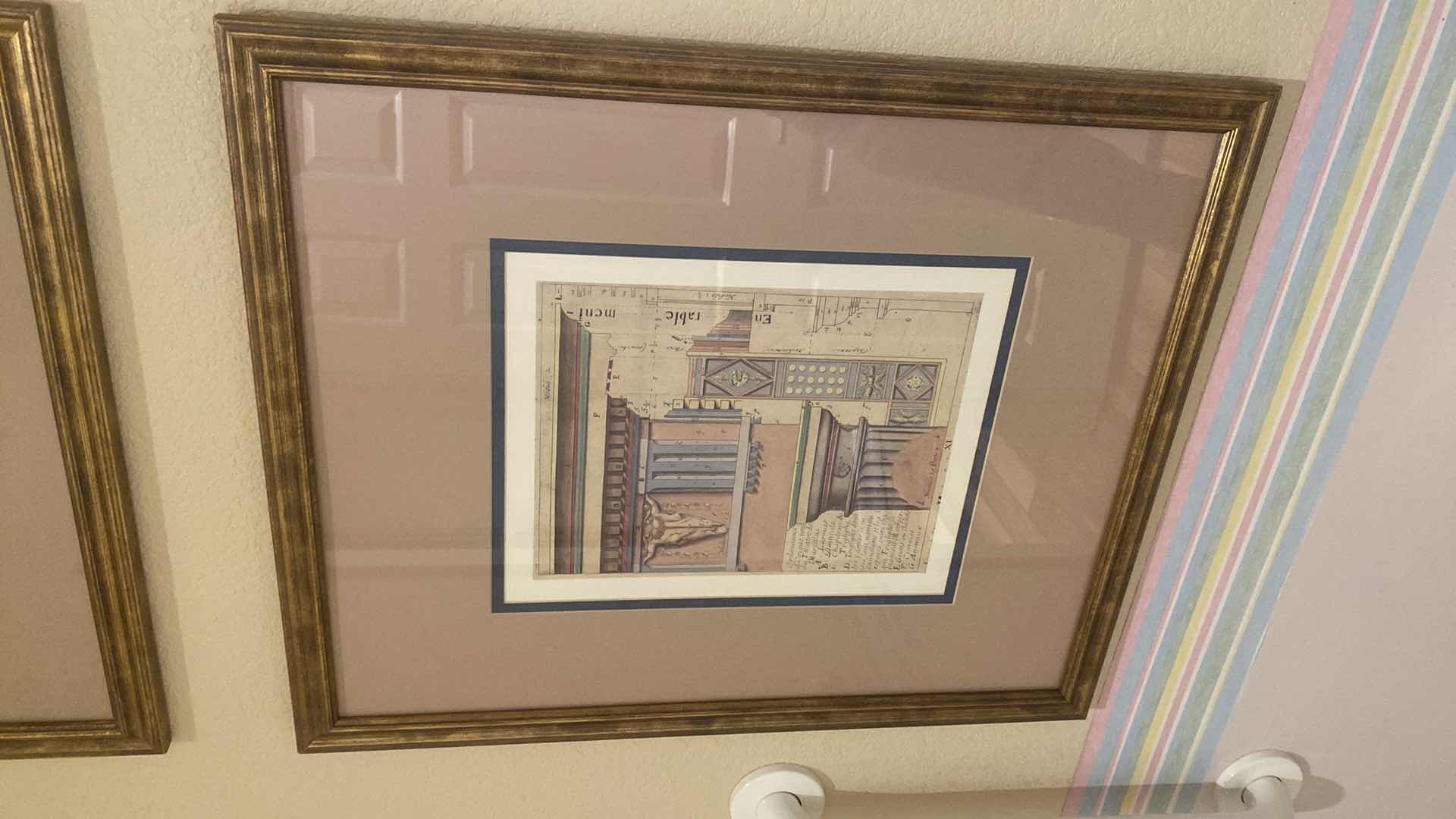 Photo 1 of 2-GOLD FRAMED CLASSICAL ARCHITECTURAL PRINTS ARTWORK 20 1/2“ X 25“
