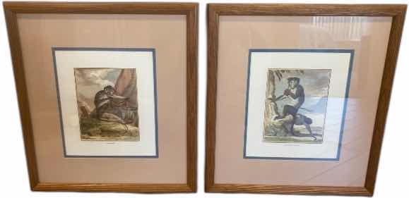 Photo 1 of 2-WOOD FRAMED PRIMATE PRINTS ARTWORK 22” X 24 1/2”