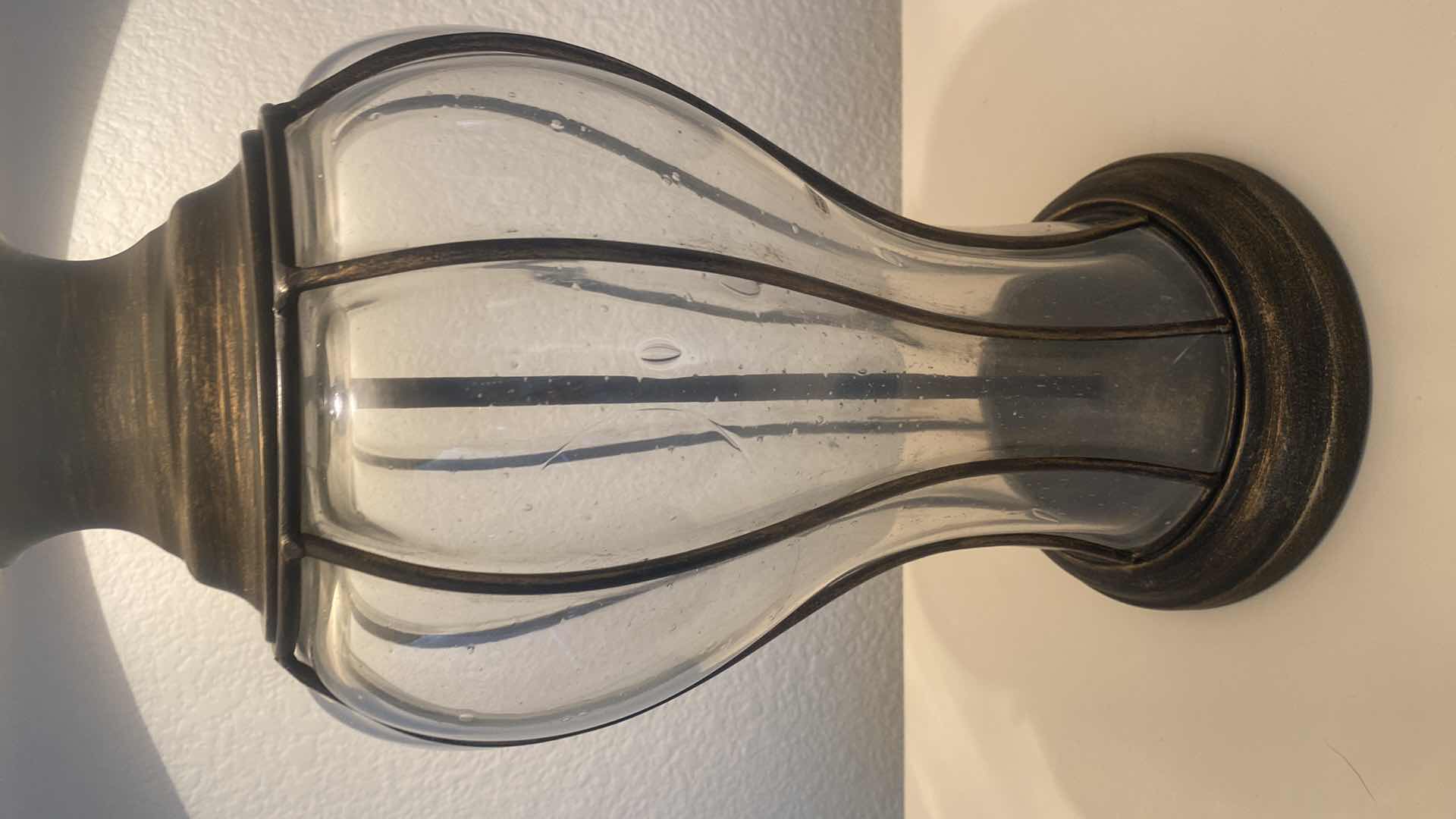 Photo 1 of GLASS AND METAL TABLE LAMP H 28“