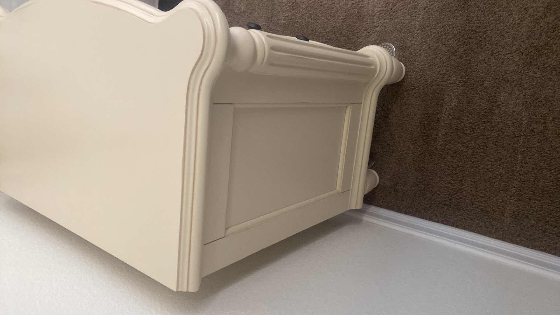 Photo 1 of PAIR OF CHRIS MADDEN HOME CREAM COLORED WOOD THREE DRAWER NIGHTSTANDS UNMARKED 28” X 15 1/2” H29”