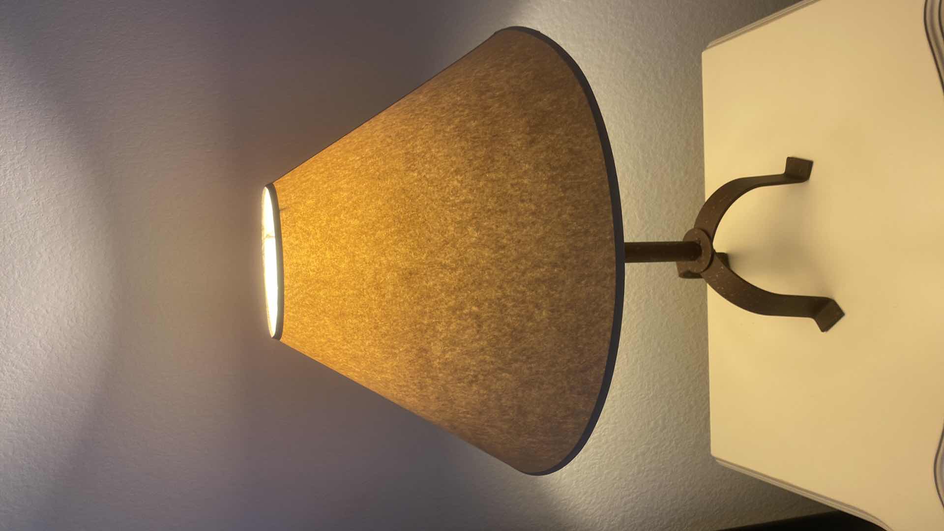 Photo 1 of METAL THREE LEG TABLE LAMP H26 1/2”