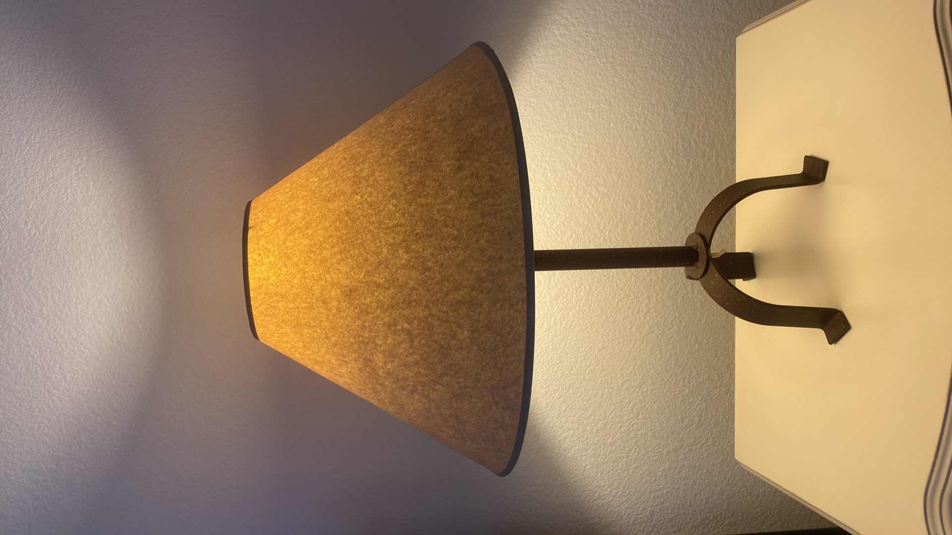 Photo 1 of METAL THREE LEG TABLE LAMP H26 1/2”