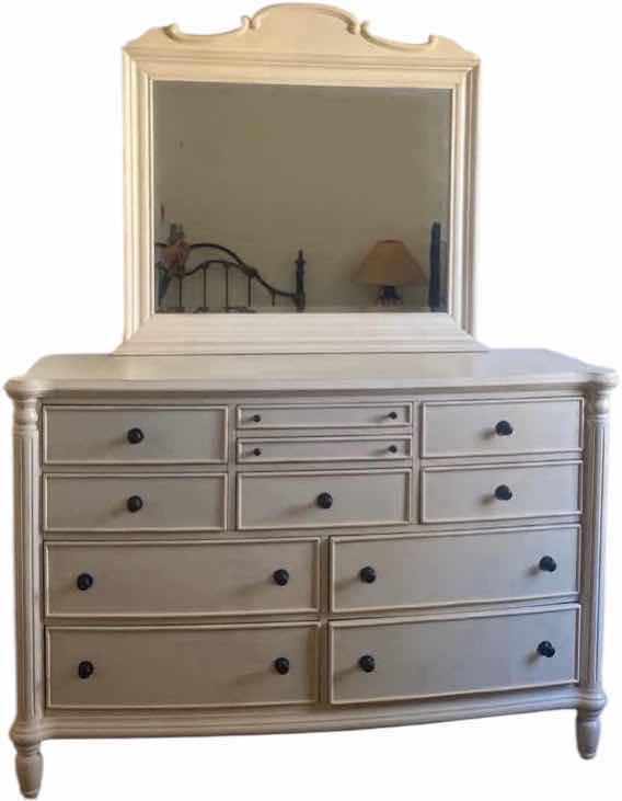 Photo 1 of CHRIS MADDEN HOME CREAM COLORED 11 DRAWER DRESSER WITH MIRROR 62” X 19” H 42”