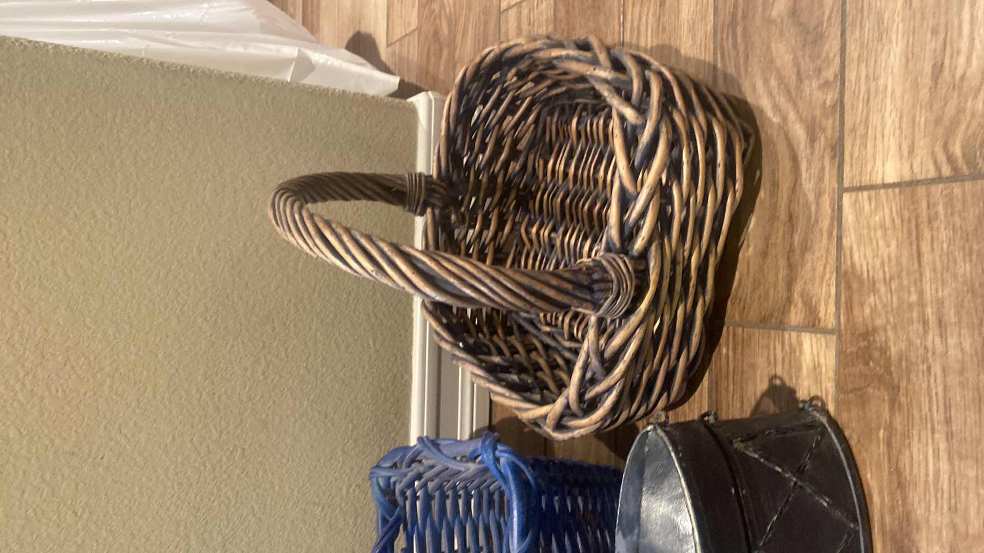 Photo 1 of TWO BASKETS AND WOOD DECOR BOX