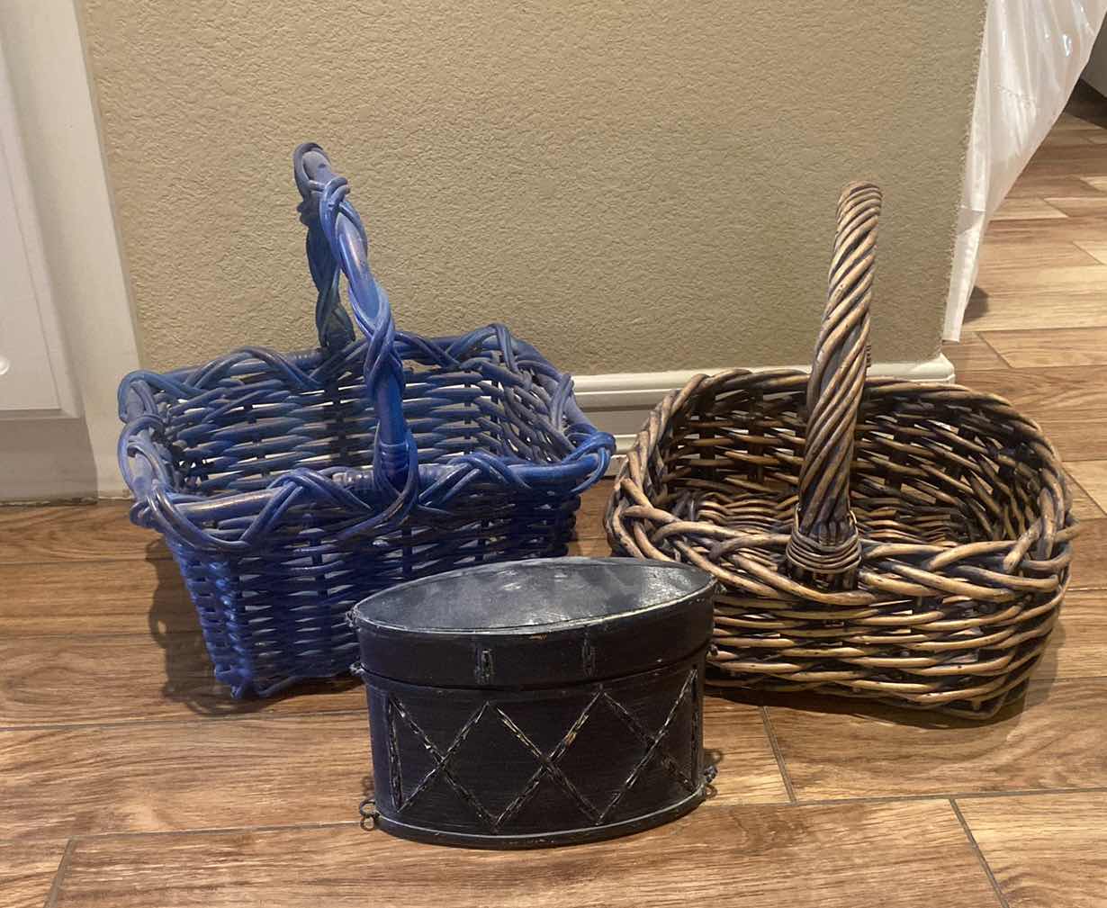 Photo 1 of TWO BASKETS AND WOOD DECOR BOX