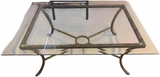 Photo 1 of METAL TABLE WITH GLASS TOP 42“ x 30“ H 17”