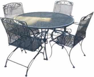 Photo 1 of 5-PEACE MESH METAL PATIO SET WITH 48 INCH ROUND TABLE AND FOUR CHAIRS